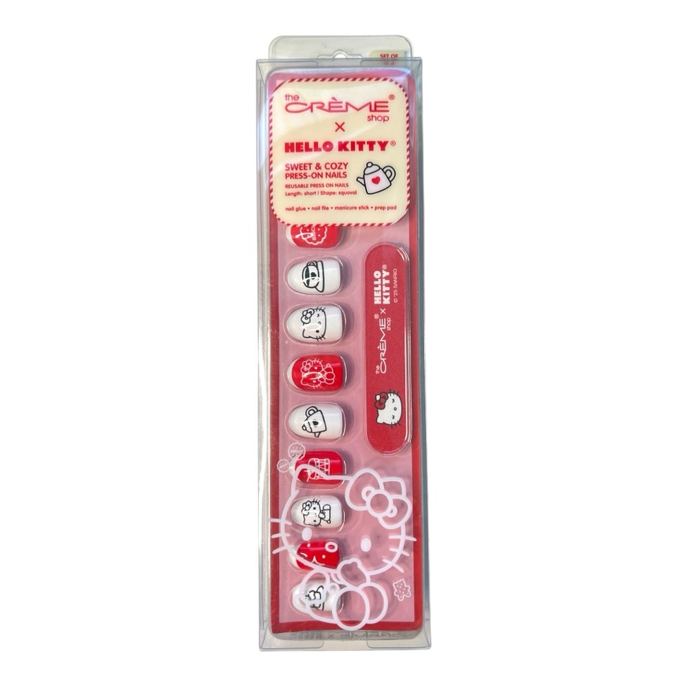 The Creme Shop Hello Kitty Press On Nails Set Red and White